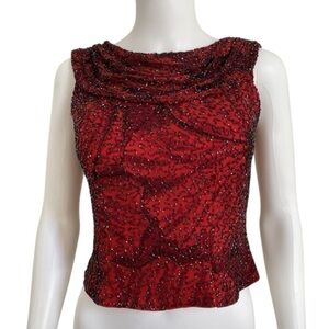 VINTAGE 100% Silk Beaded Andretta Donatello Y2K Corset Top Size Large